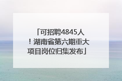 可招聘4845人！湖南省第六期重大项目岗位归集发布